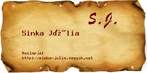 Sinka Júlia névjegykártya